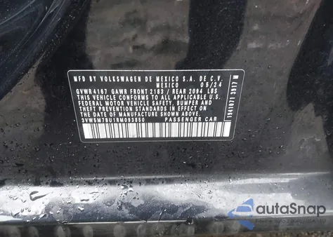 2024 Volkswagen Jetta 1.5T S z USA, uszkodzony, nr VIN 3VW5M7BU1RM093850